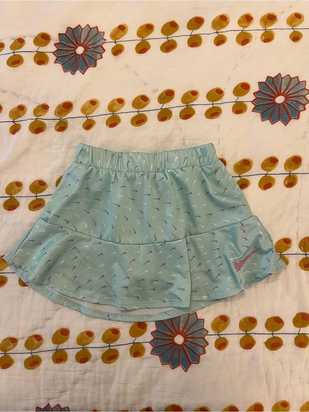 Nike Girls Mint Green Athletic Skort with purple Swoosh